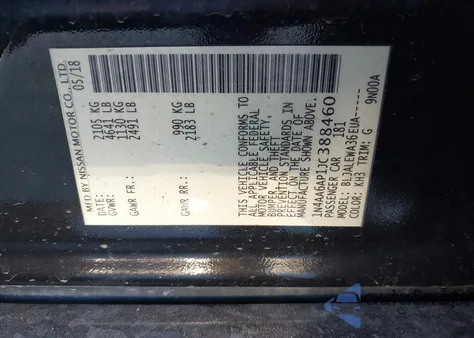 2018 Nissan Maxima 3.5 Sl z USA, uszkodzony, nr VIN 1N4AA6AP1JC388460